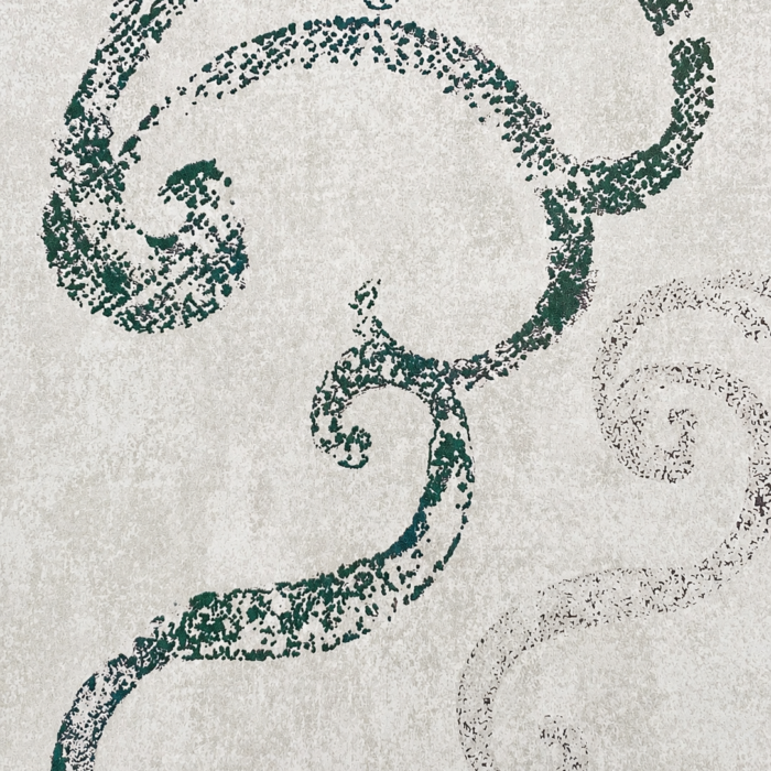 Emerald Baroque Scroll Wallpaper