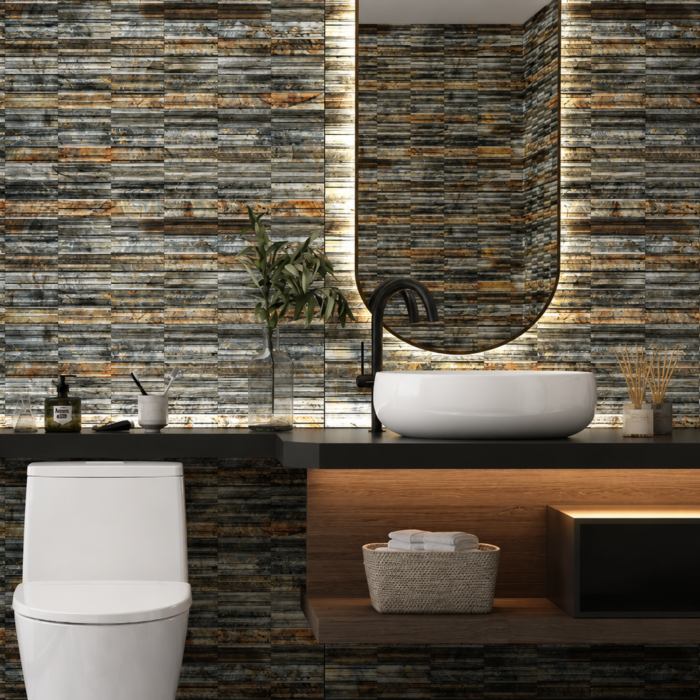 Rustic Strata Stone 3D Tile
