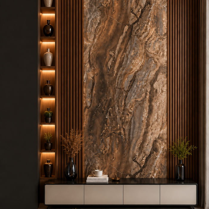 Luxury Bronze Marble UV PVC Wall Sheet