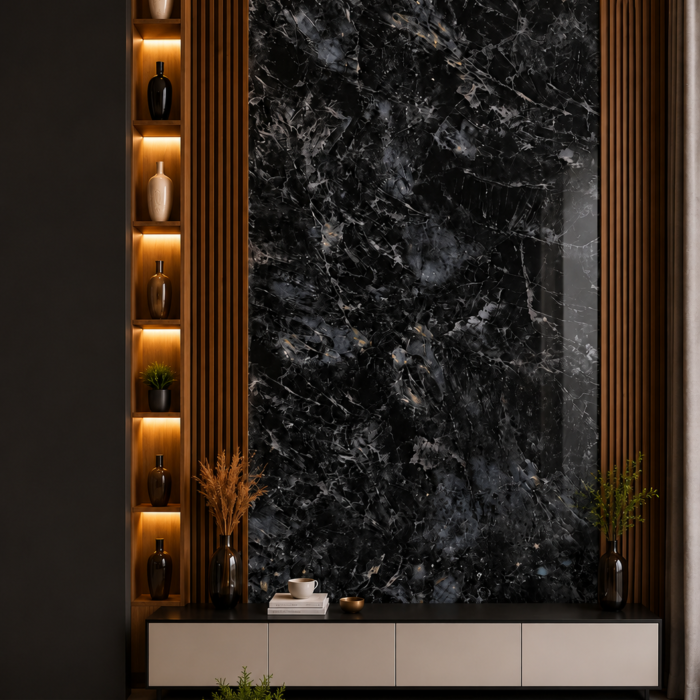 Obsidian Noir UV Marble PVC Sheet