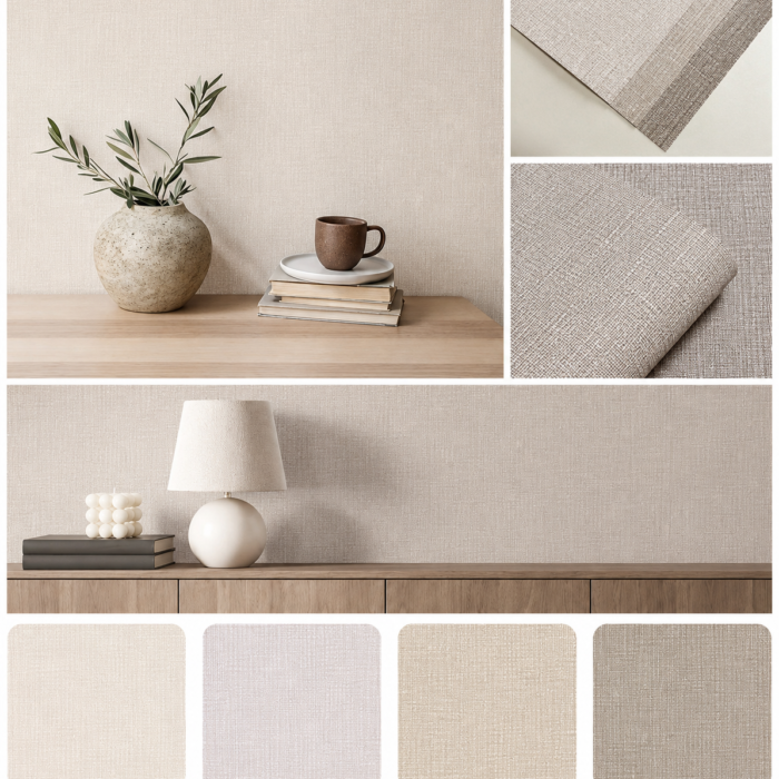 Premium Beige Linen Texture Wallpaper – Modern Neutral Wall Covering