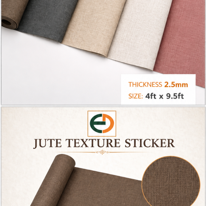 Premium Brown Jute Texture Self-Adhesive Foam Wallpaper – 2.5mm Wall Sticker