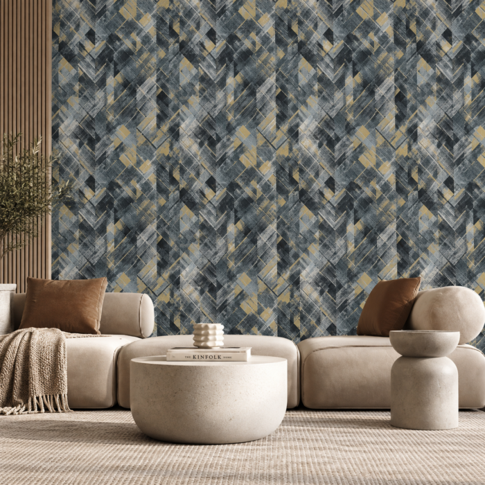 Blue Grey Abstract Geometric Wallpaper | LV109246