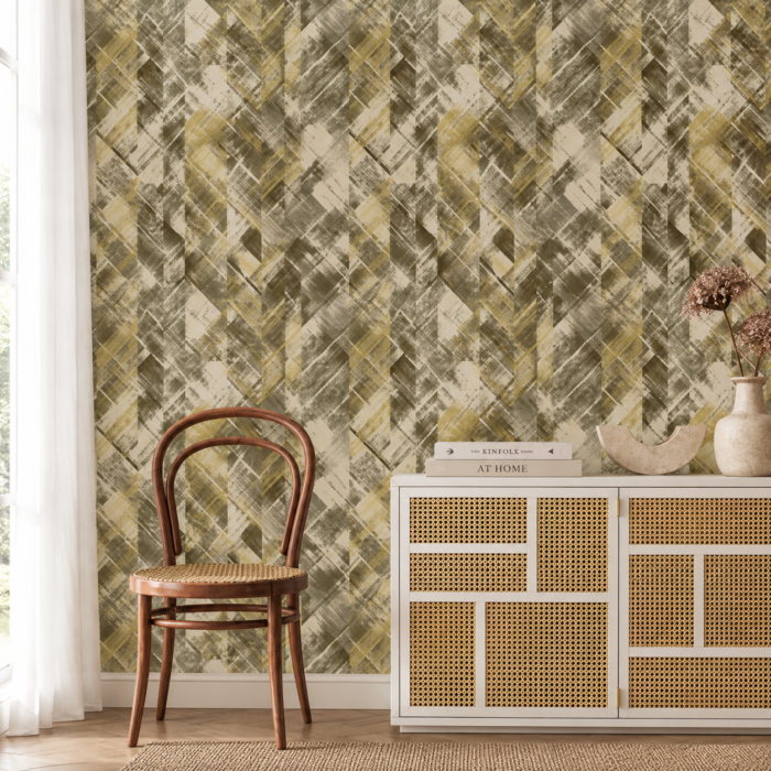 Olive Green Abstract Geometric Wallpaper | LV109245