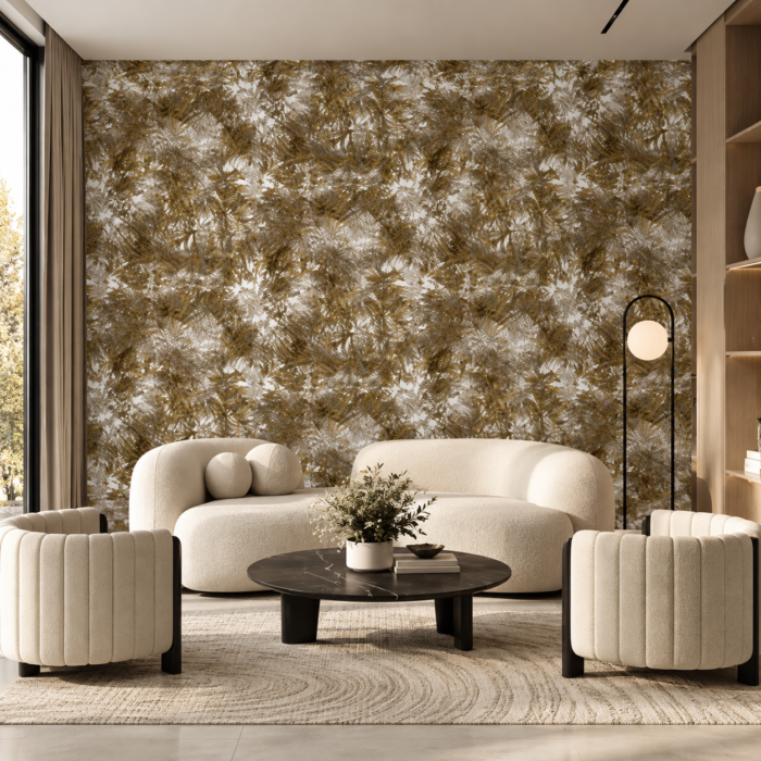 Brown Gold Floral Wallpaper | LV109225
